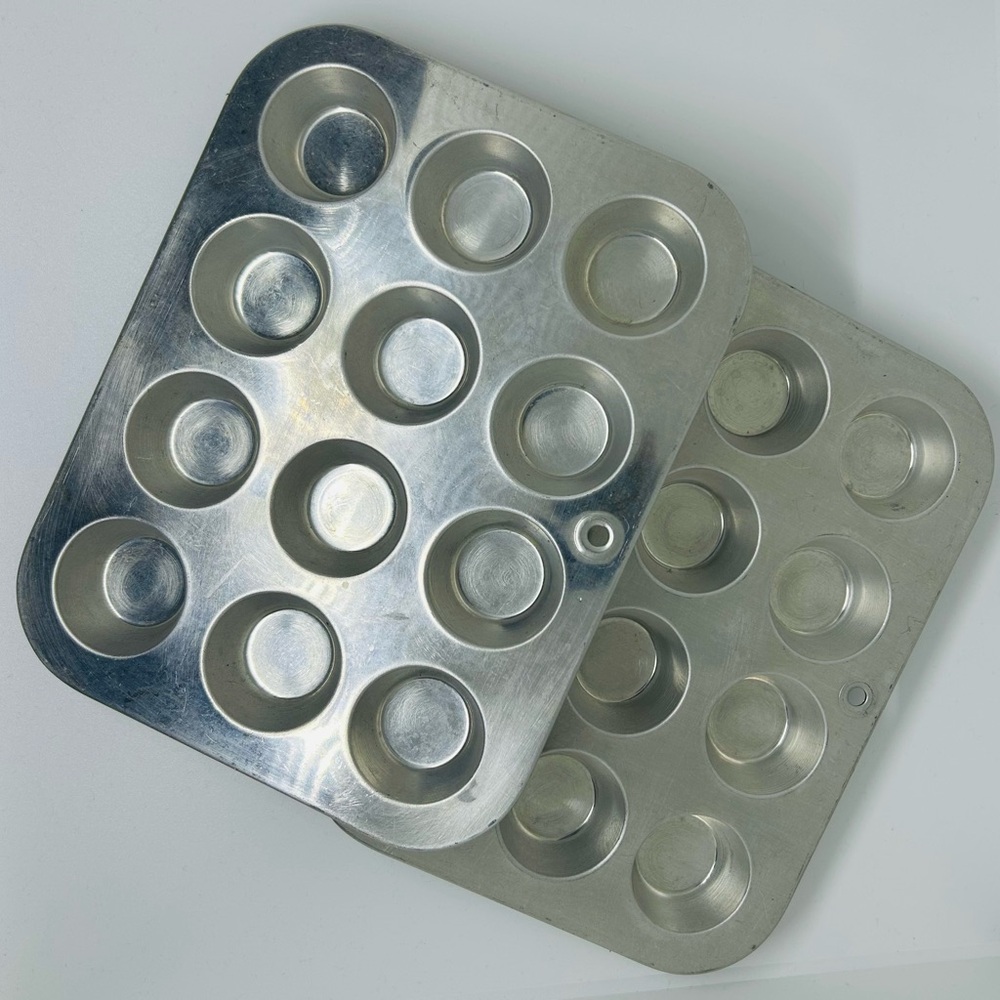 Set of 2 Vintage Aluminum Mini Muffin Pans